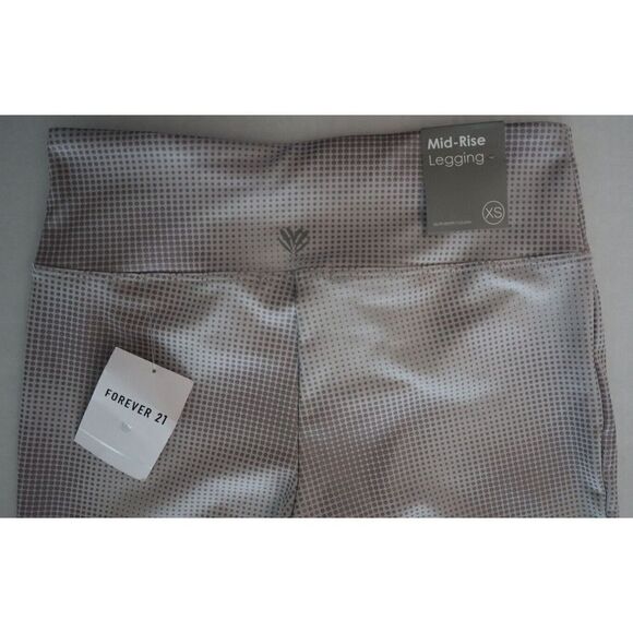 Forever 21 Women's Sz XS Taupe/Silver Spotted Mid-Rise Long Leggings - Picture 3 of 9